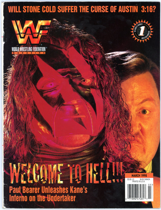 WWF WWE Vintage Wrestling Magazine (March 1998) Kane, Paul Bearer Cover