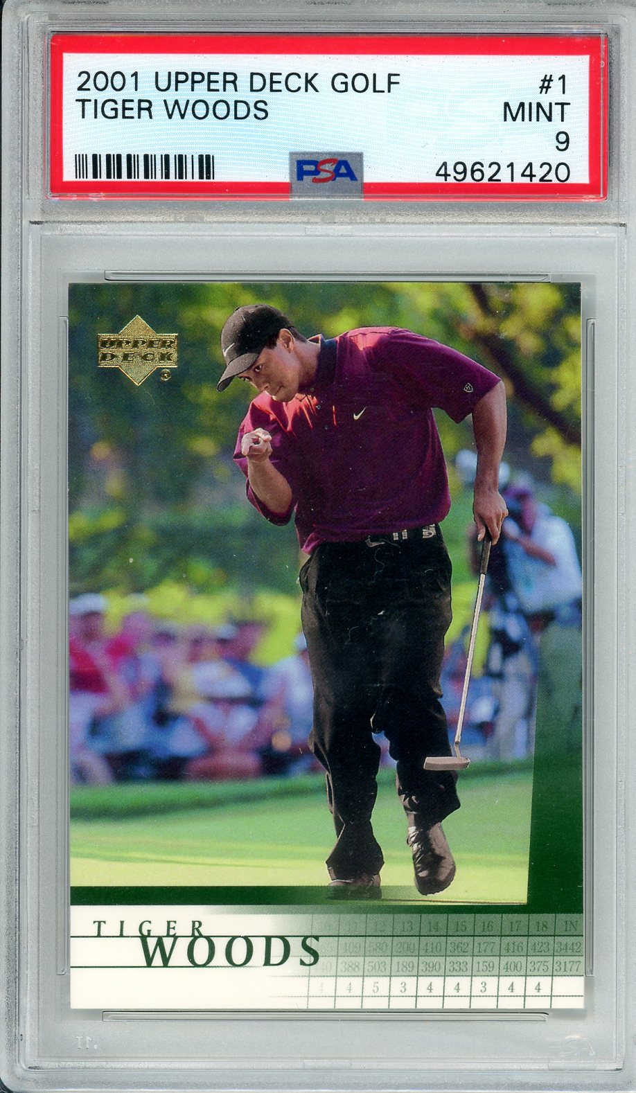 2001 Upper Deck Tiger Woods Graded Golf Rookie Card #1 PSA 9