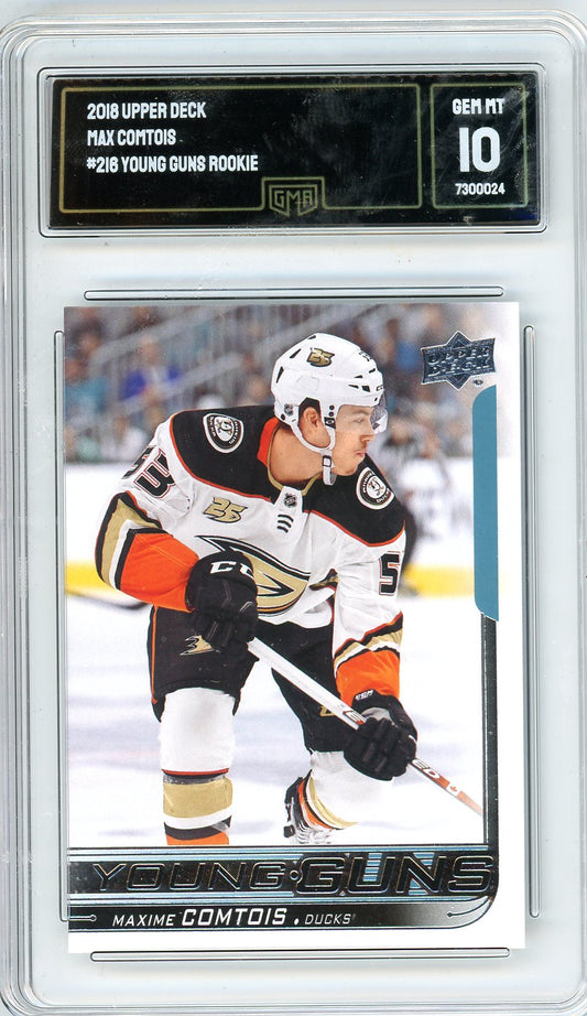 2018 Upper Deck Max Comtois Graded Rookie Card #216 GMA 10