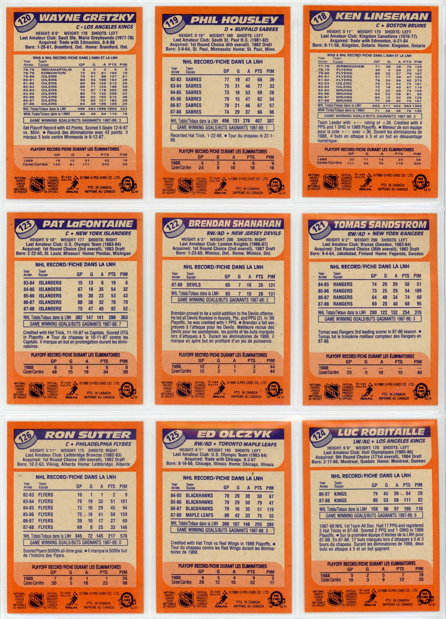 1988/89 OPC O-Pee-Chee Vintage Hockey Complete Set (264 Cards) Brett Hull Rookie