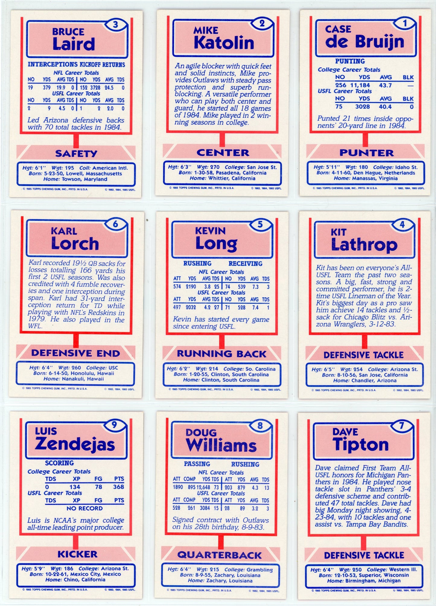 1985 Topps USFL Football Complete Set (132 Cards) Jim Kelly, Reggie White, Herschel Walker Rookie Near Mint