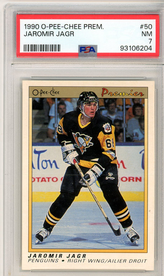 1990 O-Pee-Chee Premier Jaromir Jagr Graded Rookie Card #50 PSA 7