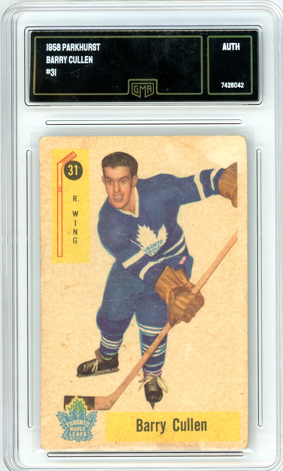 1958 Parkhurst Barry Cullen Graded Card #31 GMA Authenticated