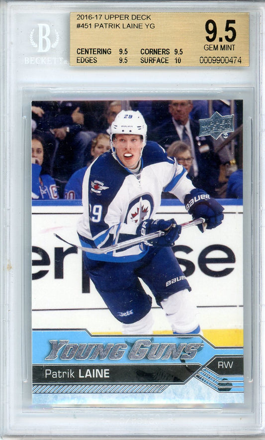 2016/17 Upper Deck Patrick Laine Graded Young Guns Rookie Card #451 BGS 9.5