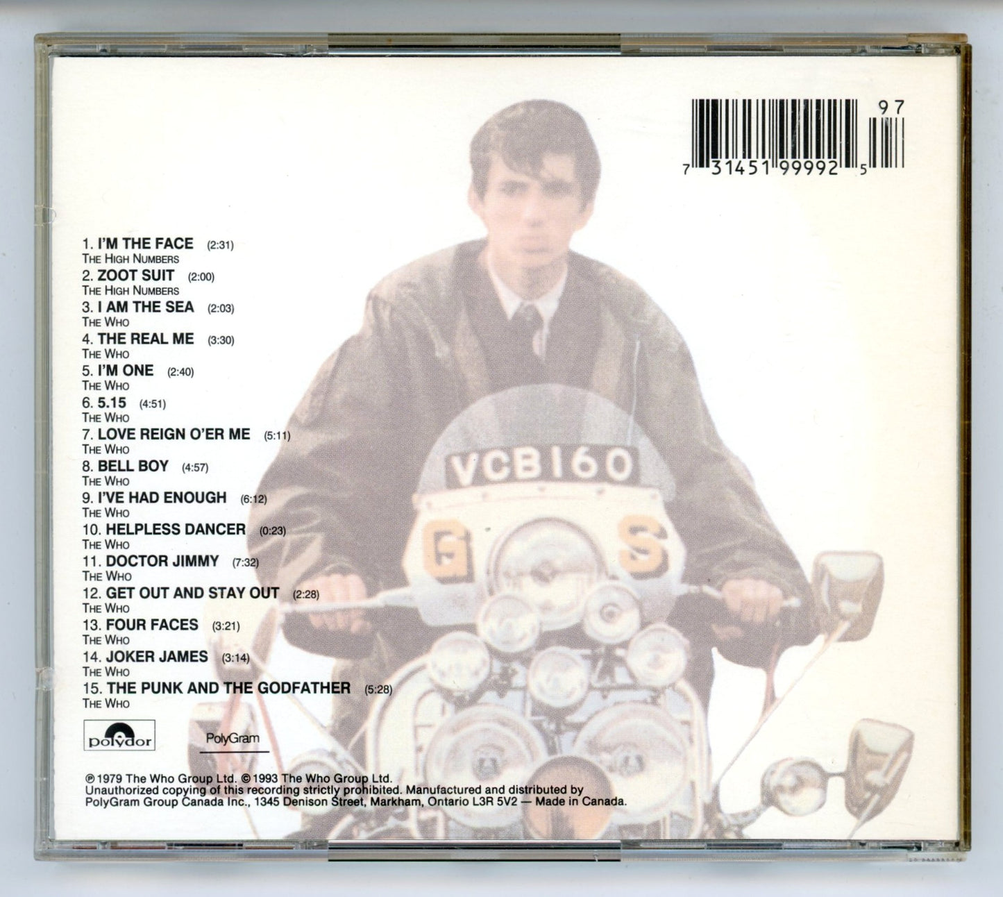 Quadrophenia (1979) Motion Picture Soundtrack Vintage CD