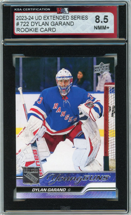 2023/24 UD Extended Dylan Garand Graded Young Guns Rookie Card #722 KSA 8.5