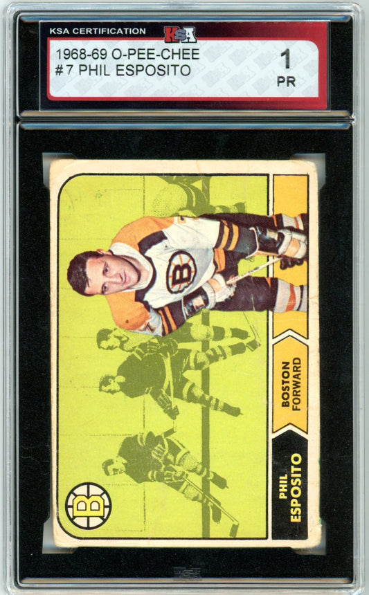 1968/69 OPC O-Pee-Chee Phil Esposito #7 Graded Hockey Card KSA 1