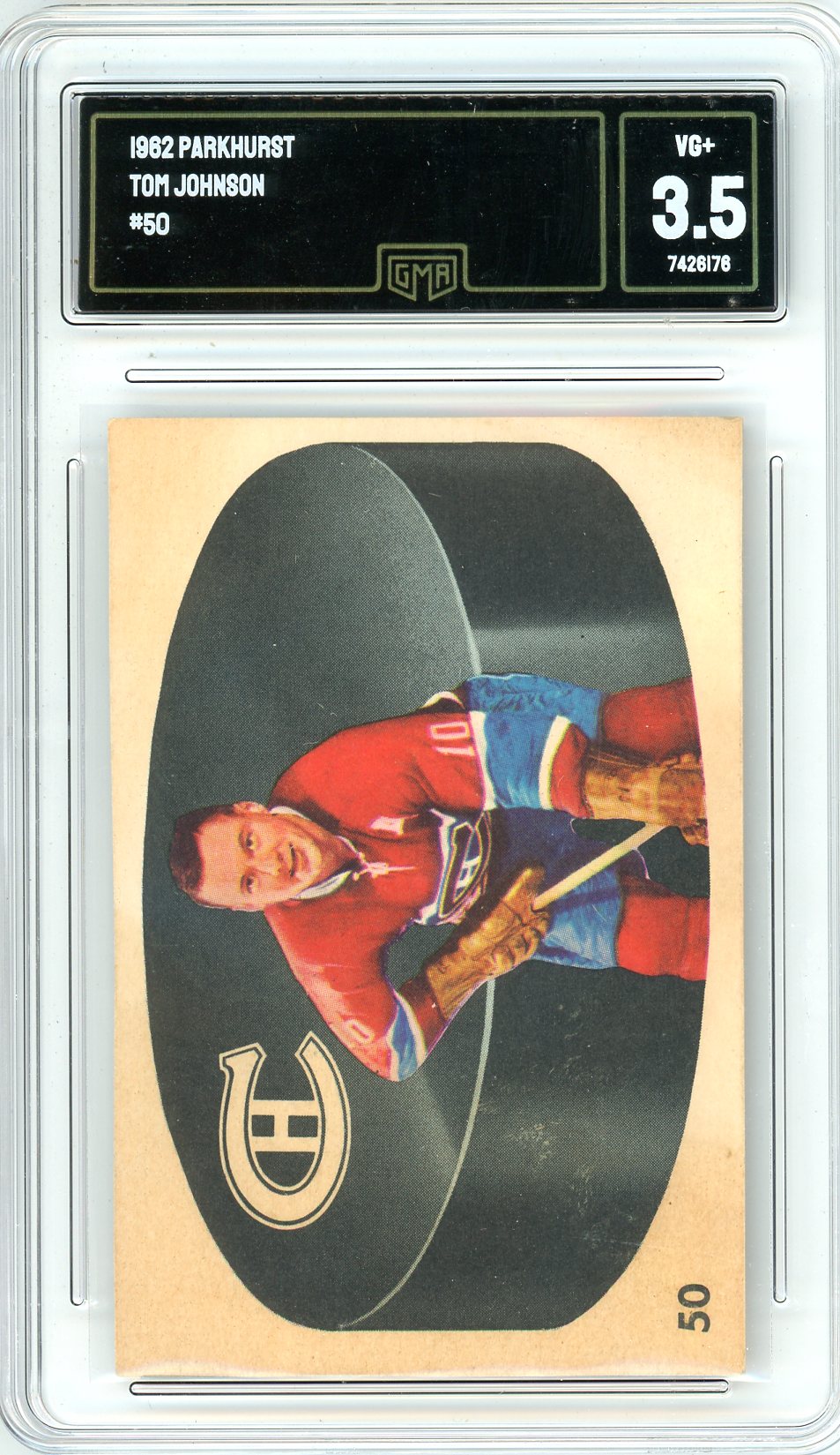 1962 Parkhurst Tom Johnson Graded Card #50 GMA 3.5