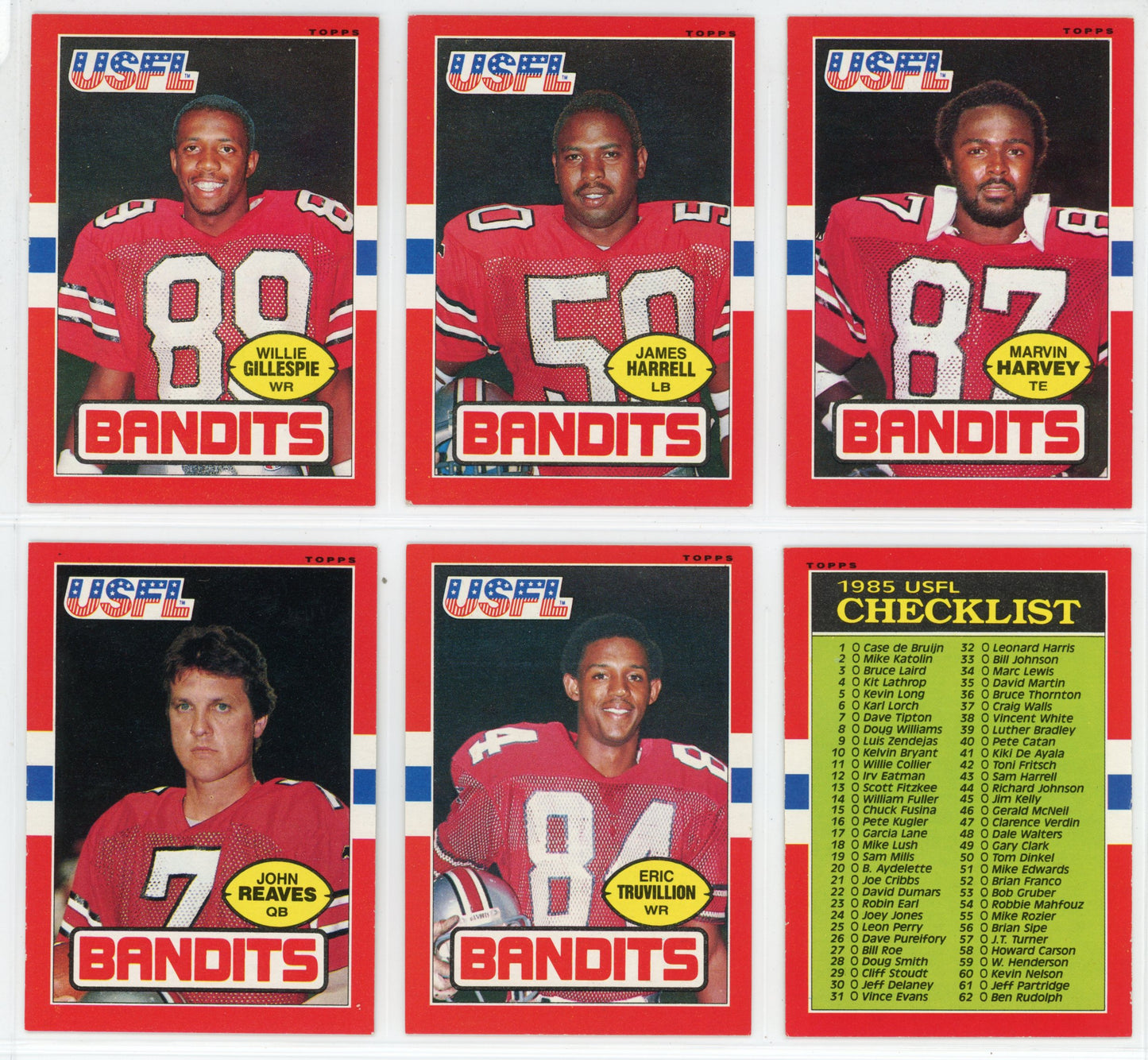 1985 Topps USFL Football Complete Set (132 Cards) Jim Kelly, Reggie White, Herschel Walker Rookie Near Mint