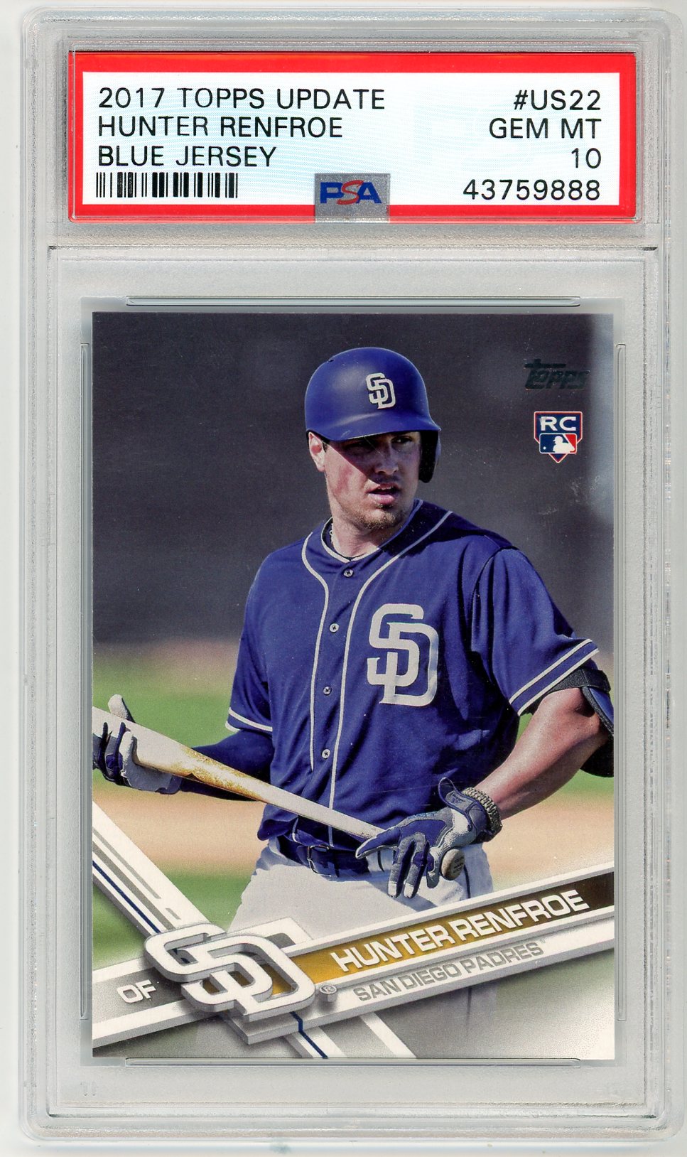 2017 Topps Update Hunter Renfroe Blue Jersey Graded Rookie Card #US22 PSA 10