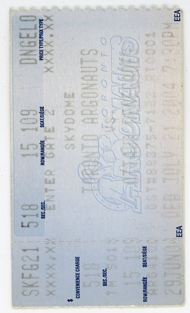 Argonauts Vs. Ottawa Renegades Vintage Ticket Stub Skydome (Toronto, 2004)Argos