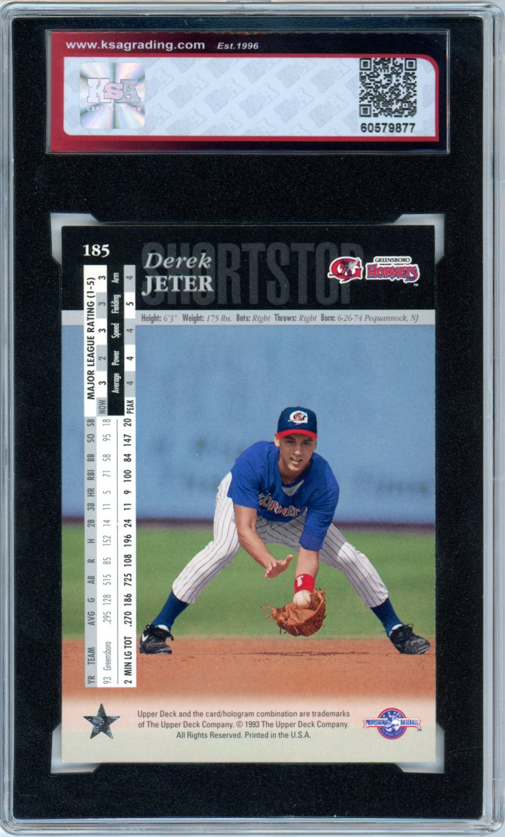 1994 Upper Deck Minor League Derek Jeter #185 Graded Rookie Card KSA 8.5