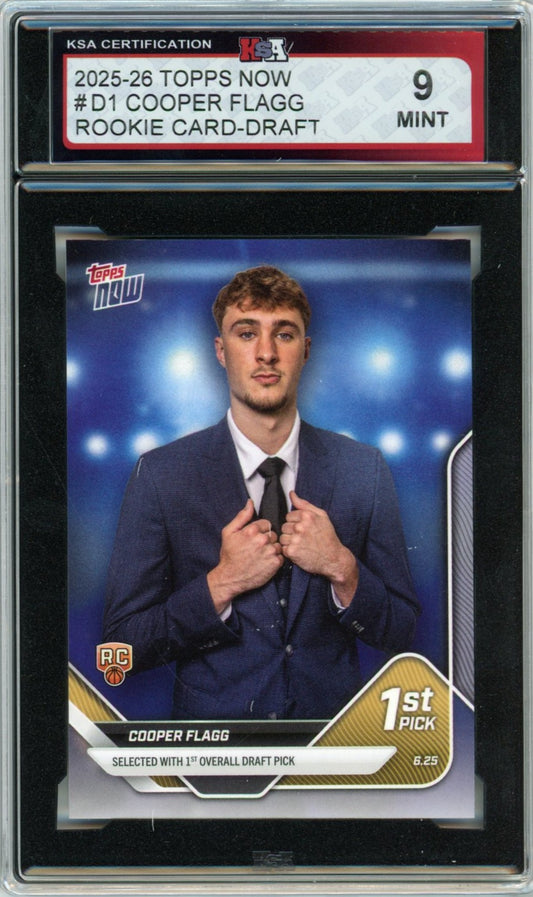 2025/26 Topps Now Cooper Flagg Draft Graded Rookie Card KSA 9