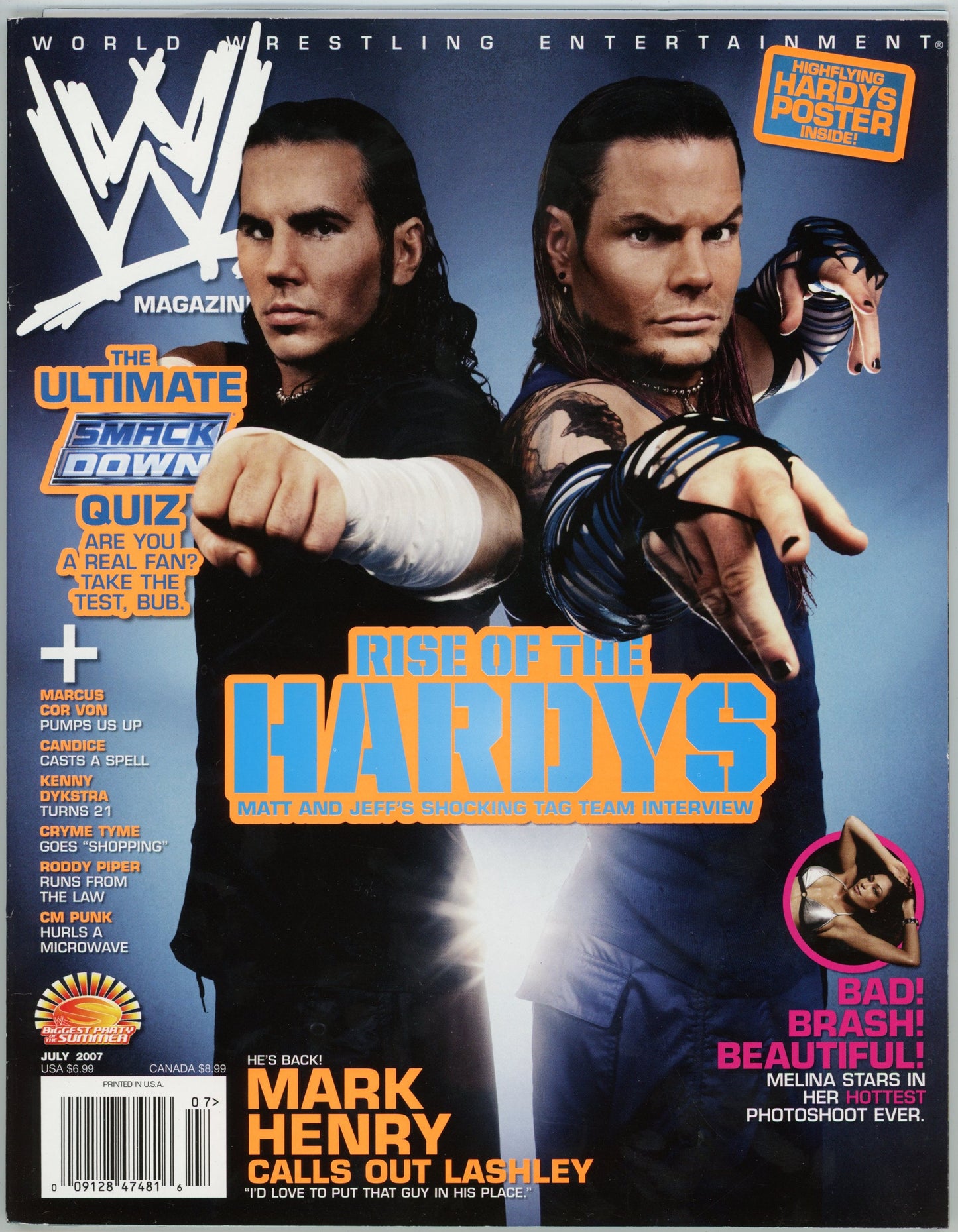 WWE Wrestling Magazine (July 2007) Matt & Jeff Hardy + Poster