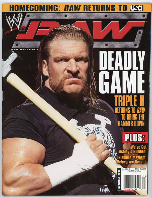 WWE Raw Vintage Wrestling Magazine (November 2005) Triple H Cover