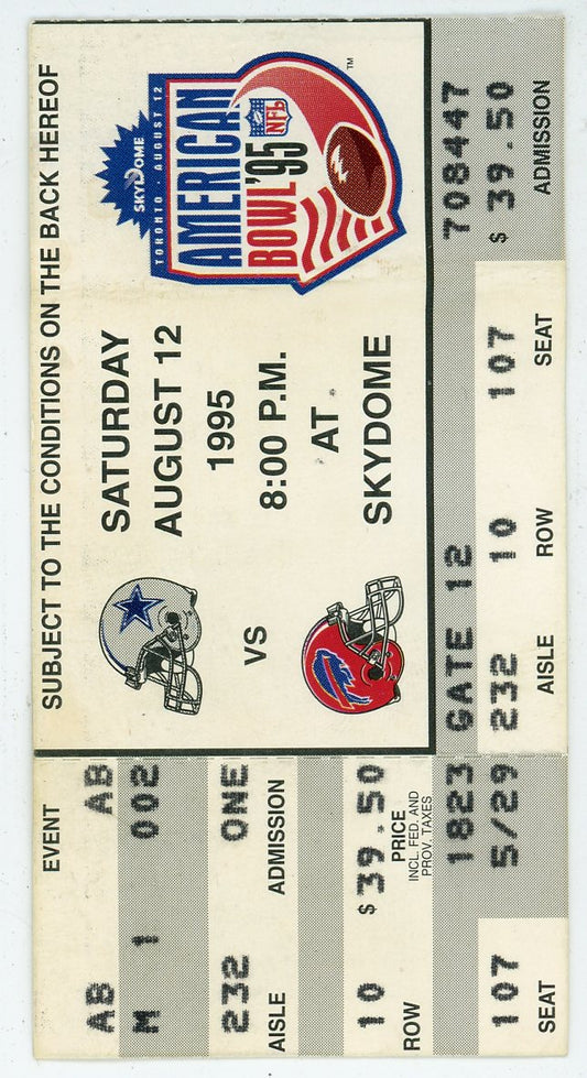 Dallas Cowboys Vs. Buffalo Bills NFL American Bowl Vintage Ticket Stub Skydome (Toronto, 1995)