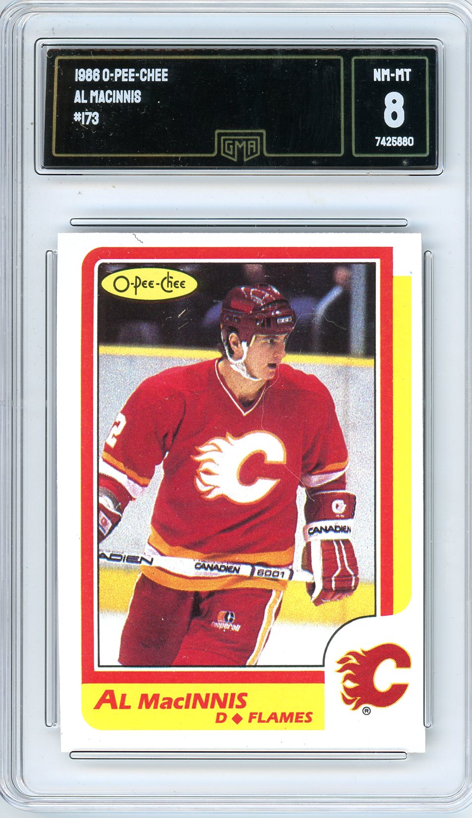 1986 O-Pee-Chee Al MacInnis Graded Card #173 GMA 8