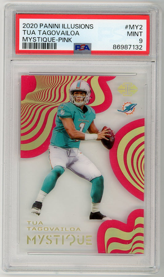 2020 Panini Illusions Tua Tagovailoa Mystique Pink Graded Rookie Card #MY2 PSA 9