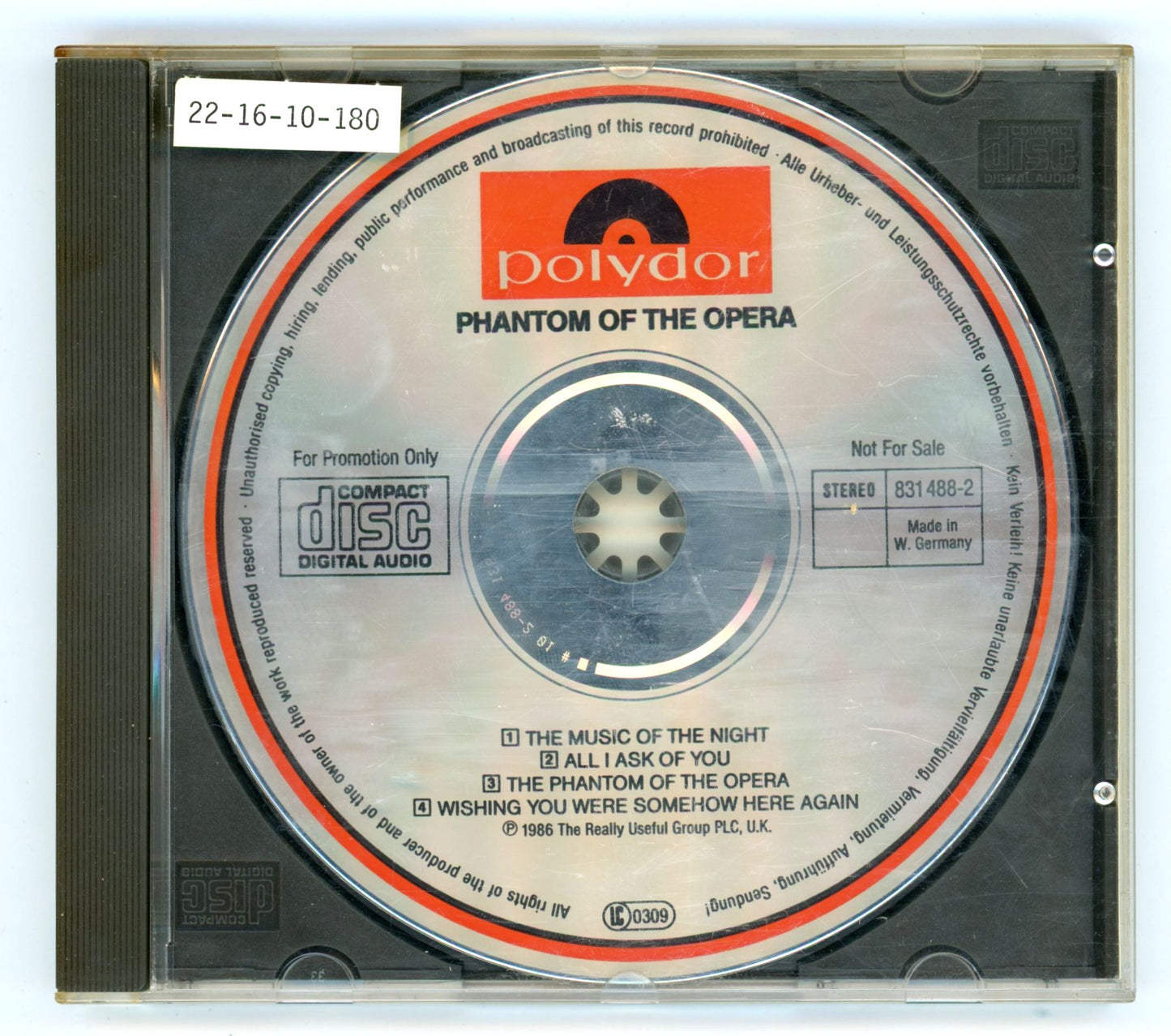 The Phantom of the Opera (1986) West End Musical Soundtrack Vintage CD