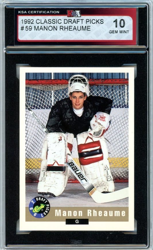 1992 Classic Draft Picks Manon Rheaume #59 Graded Hockey Card KSA 10