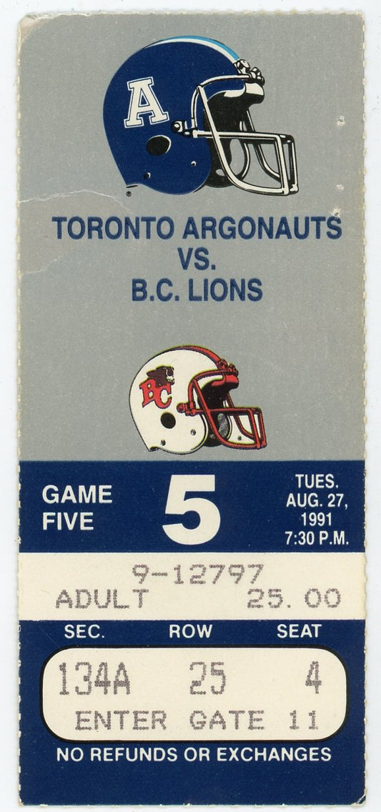 Argonauts Vs. B.C. Lions Vintage Ticket Stub Skydome (Toronto, 1995)