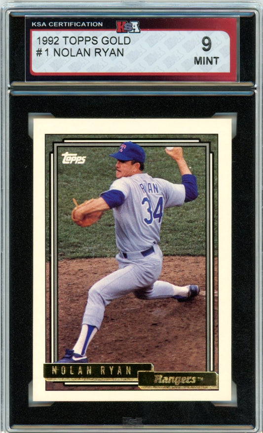 1992 Topps Gold Nolan Ryan #1 Graded Baseball Card KSA 9