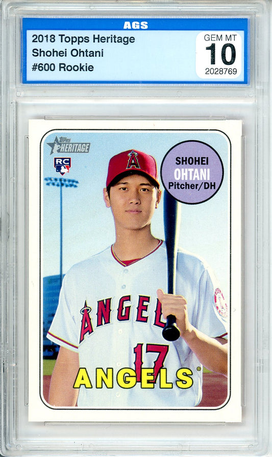 2018 Topps Heritage Shohei Ohtani Graded Rookie Card #600 AGS 10