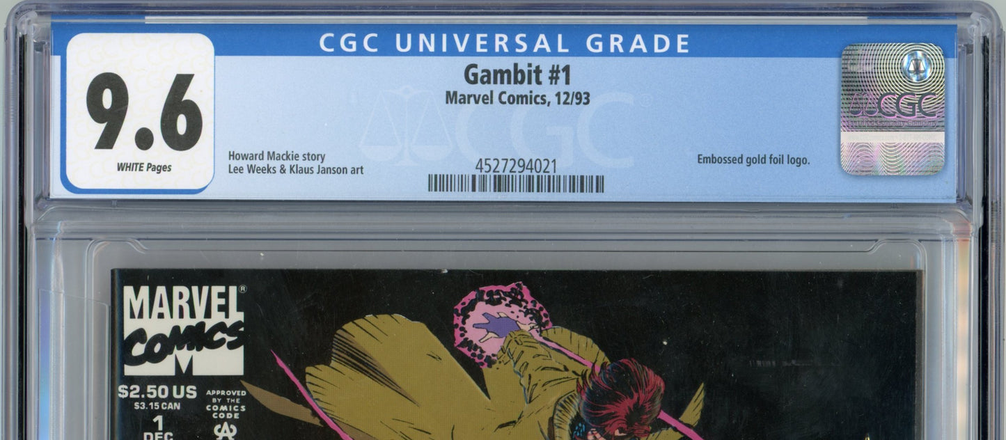 1993 Marvel Gambit #1 Graded Comic Book CGC 9.6 Embossed Gold Cover