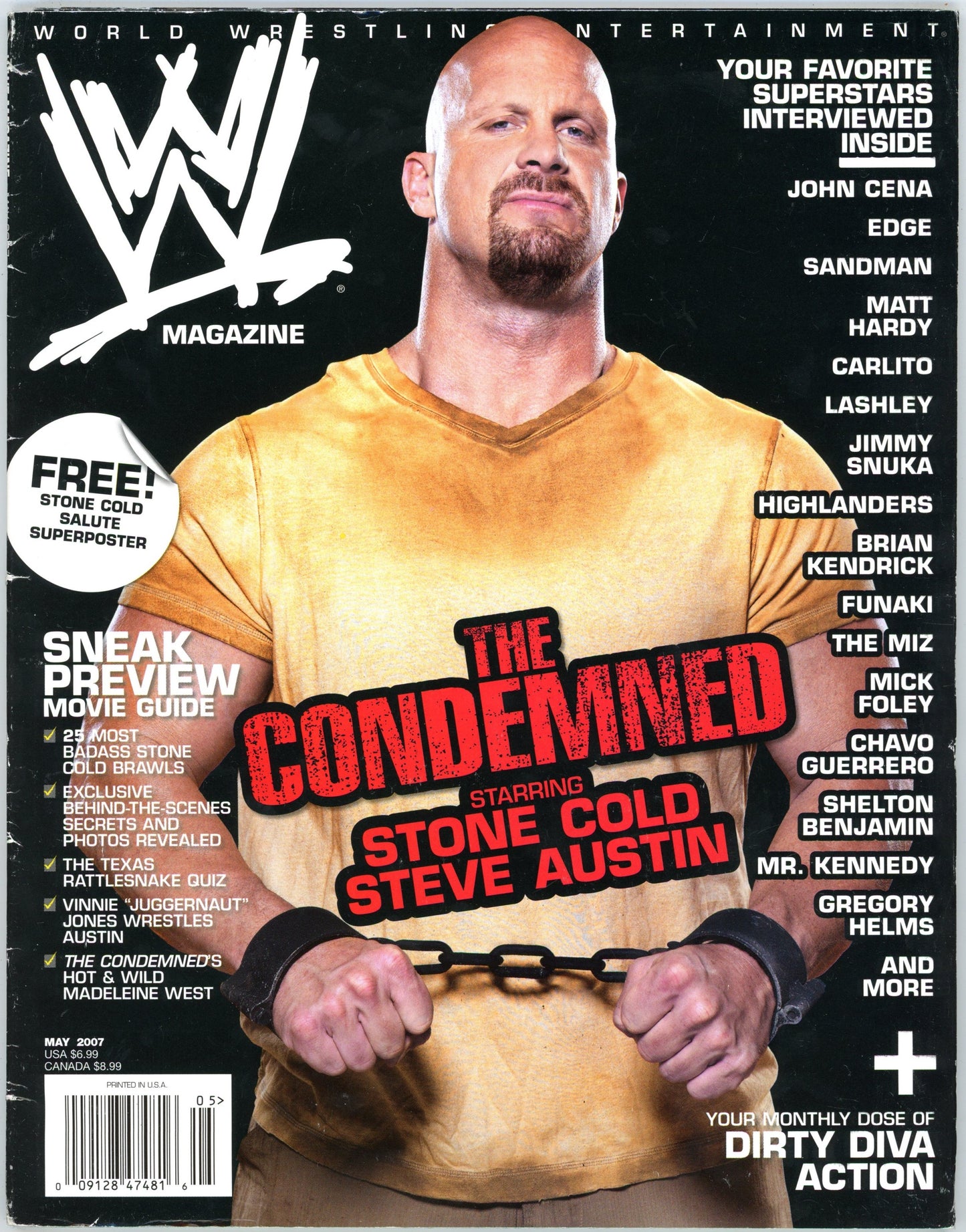 WWE Wrestling Magazine (May 2007) Stone Cold Steve Austin Cover + Poster