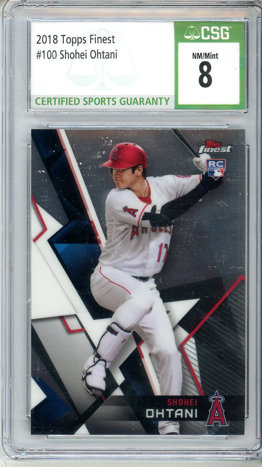 2018 Topps Finest Shohei Ohtani Graded Rookie Card #100 CSG 8