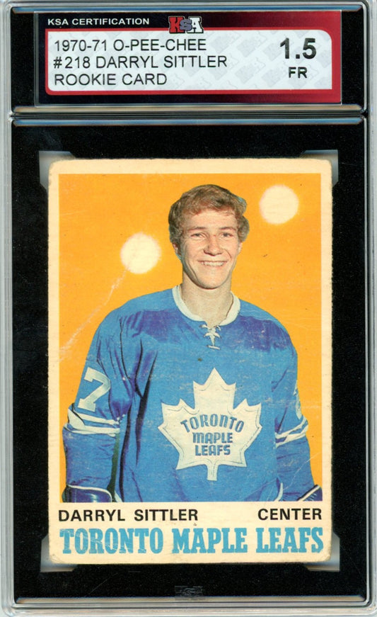 1970/71 OPC O-Pee-Chee Darryl Sittler Graded Hockey Rookie Card #218 KSA 1.5