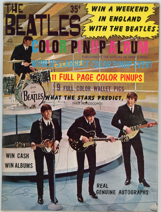 1964 The Beatles Color Pinup Album Vintage Magazine Extremely Rare!