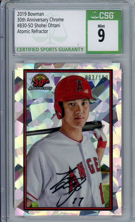 2019 Bowman 30th Anniversary Chrome Shohei Ohtani Graded Card #B30-SO CSG 9