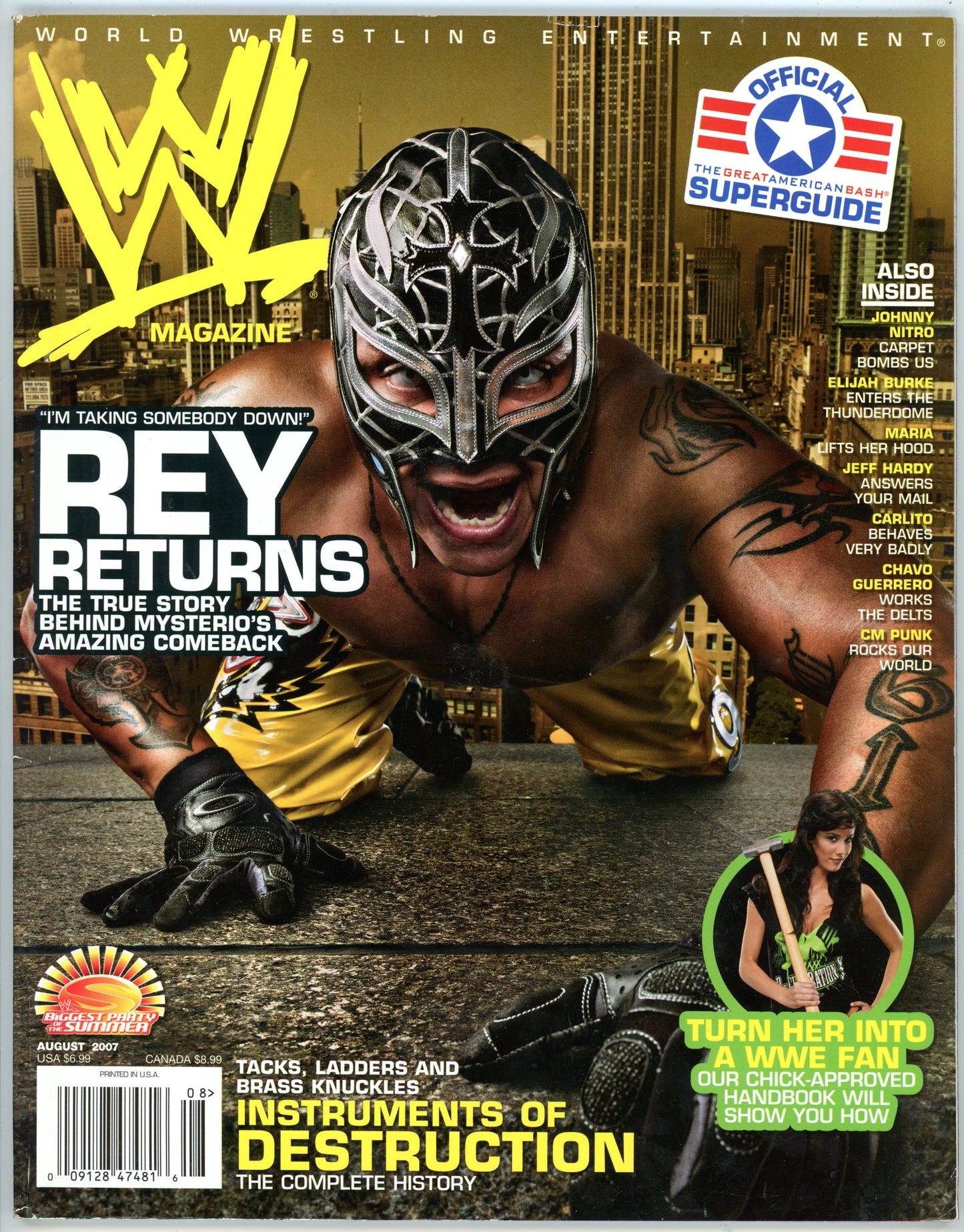WWE Wrestling Magazine (August 2007) Rey Mysterio Cover