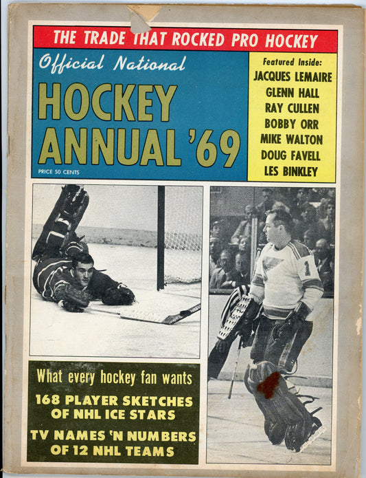 1969 Official National Hockey Annual Vintage Magazine Jacques Lemaire, Glenn Hall