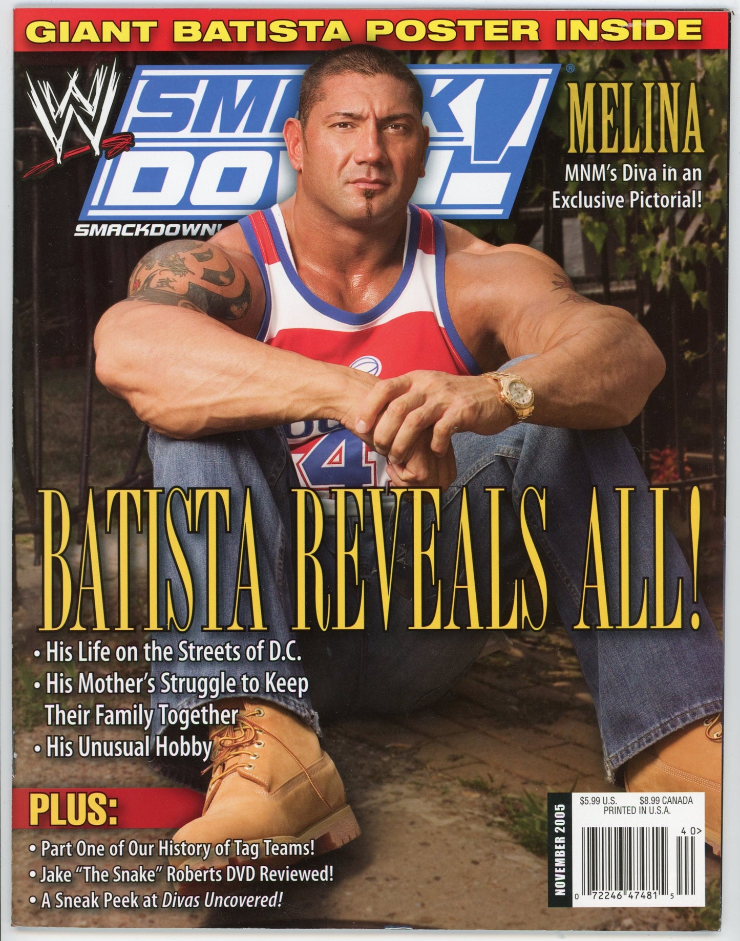 WWE Smackdown! Vintage Wrestling Magazine (November 2005) Dave Batista - No Poster