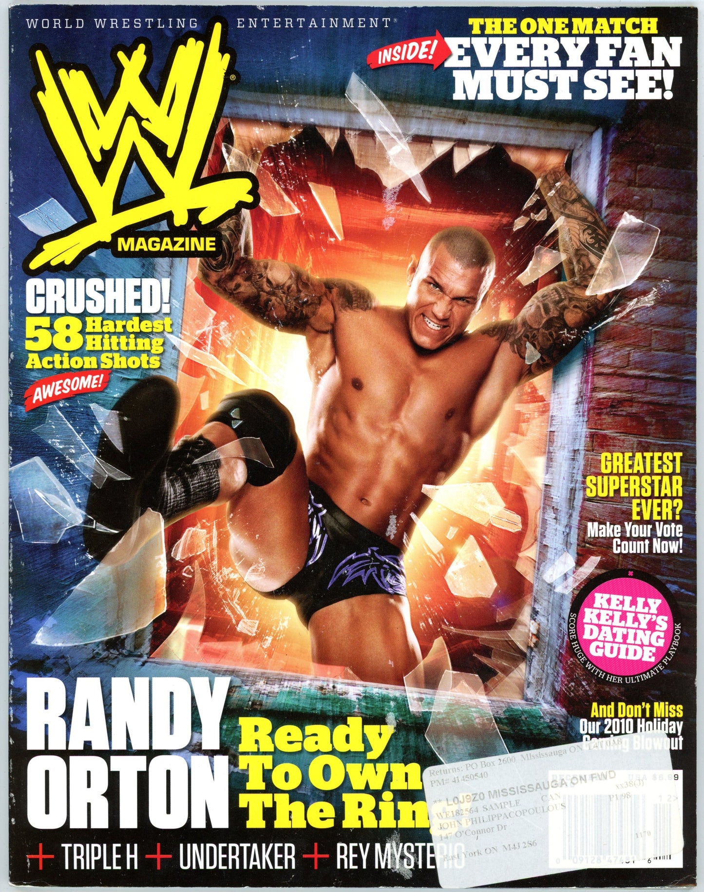 WWE Wrestling Magazine (December 2010) Randy Orton Cover Subscription