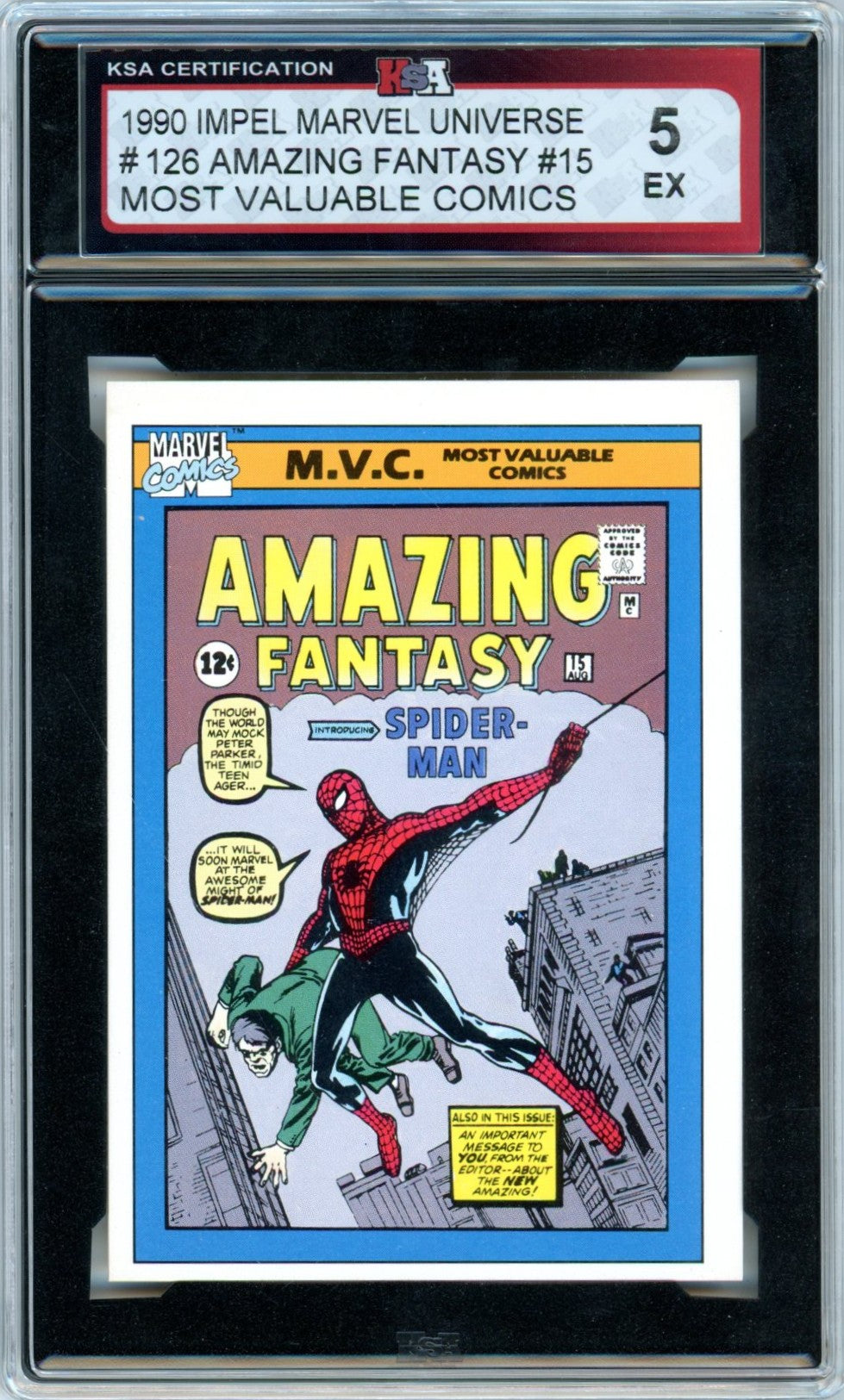 1990 Impel Marvel Universe Amazing Fantasy #15 MVC #126 Graded Card KSA 5