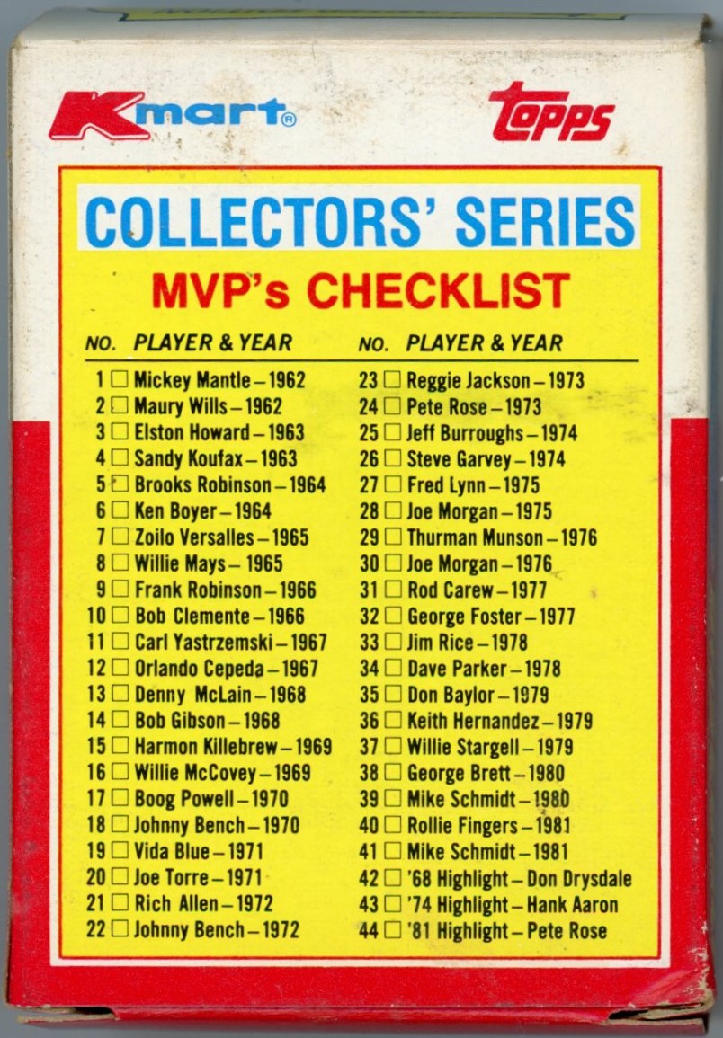 1982 Topps Limited Edition Kmart AL & NL MVPs Complete Collectors' Baseball Card Set (44 Cards) Opened