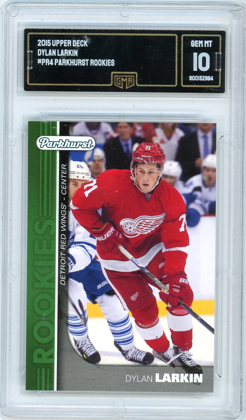 2015 Upper Deck Dylan Larkin Graded Rookie Card #PR4 GMA 10