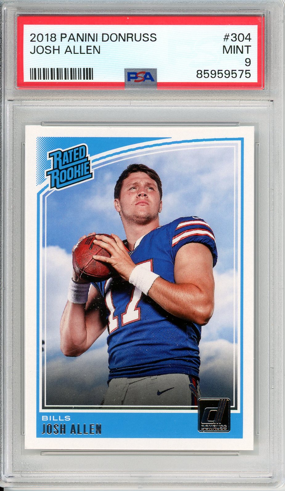 2018 Panini Donruss Josh Allen Graded Rookie Card #304 PSA 9