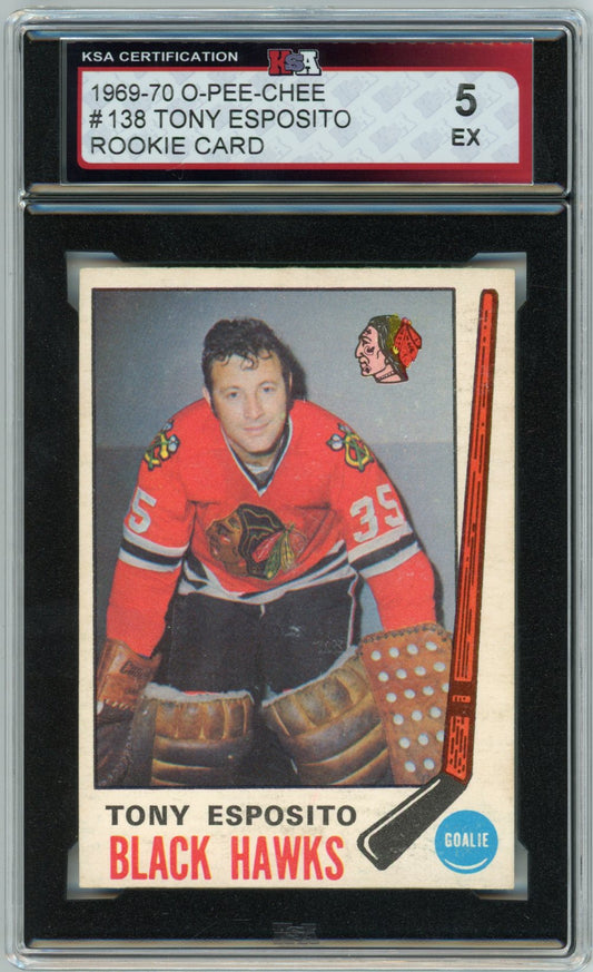 1969/70 OPC O-Pee-Chee Tony Esposito Graded Rookie Card #138 KSA 5