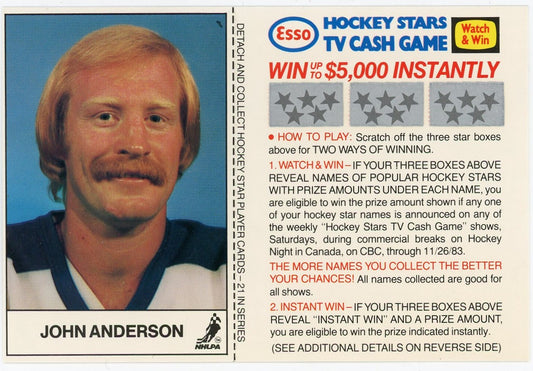 1983/84 Esso Hockey Stars TV Cash Game Unscratched Card Complete Set (21 Cards)