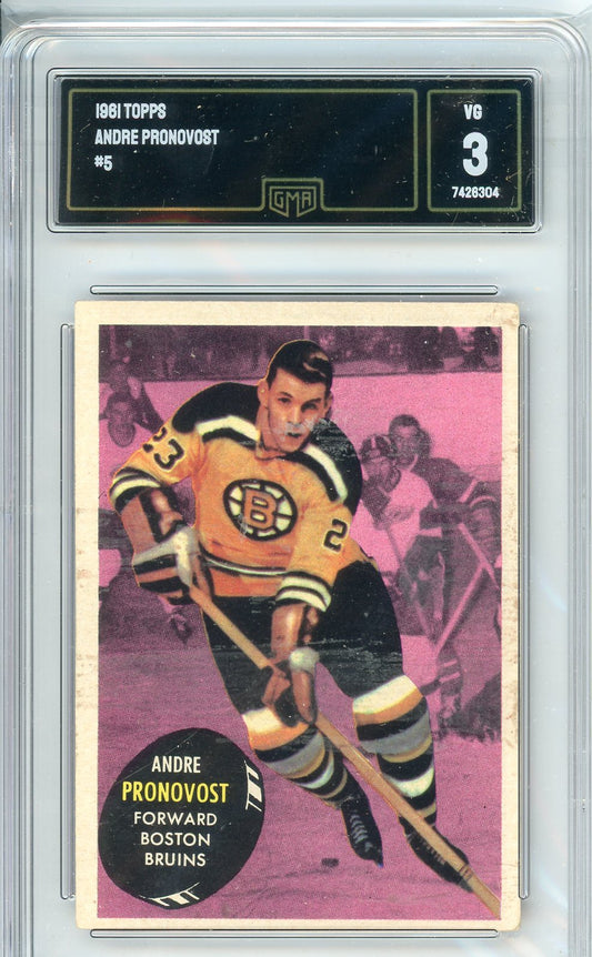 1961 Topps Andre Pronovost #5 Graded Hockey Card GMA 3