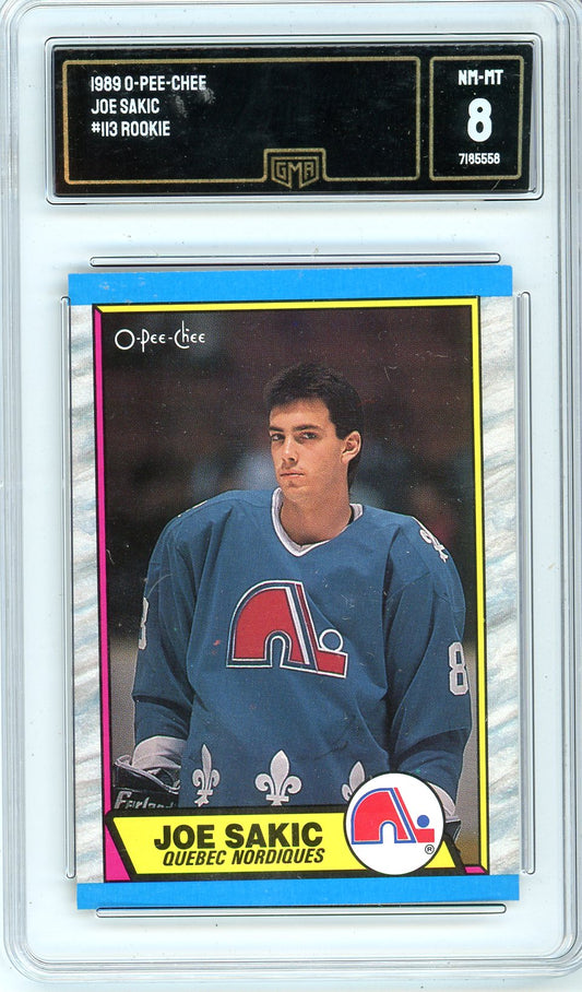 1989 O-Pee-Chee Joe Sakic Graded Rookie Card #113 GMA 8