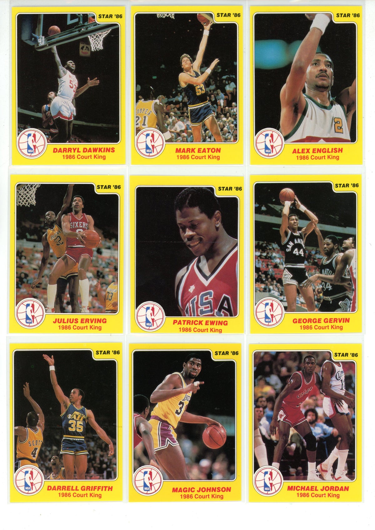 1986 Star Company Court Kings Basketball Complete Set. (33 Cards) EX/NMT Michael Jordan Rookie