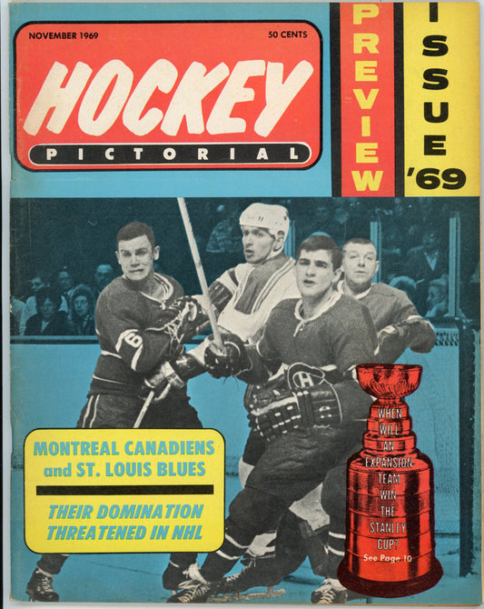 Vintage Hockey Pictorial Magazine (November, 1969) Montreal Canadiens, St. Louis Blues