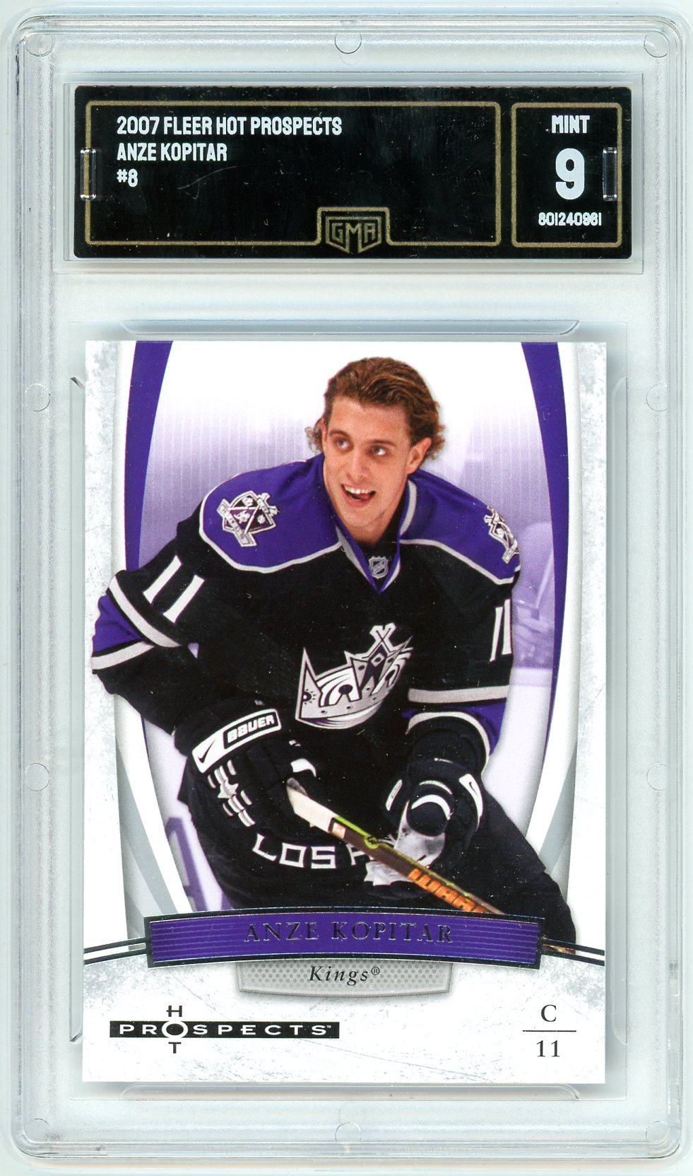 2007 Fleer Hot Prospects Anze Kopitar Graded Rookie Card #18 GMA 9