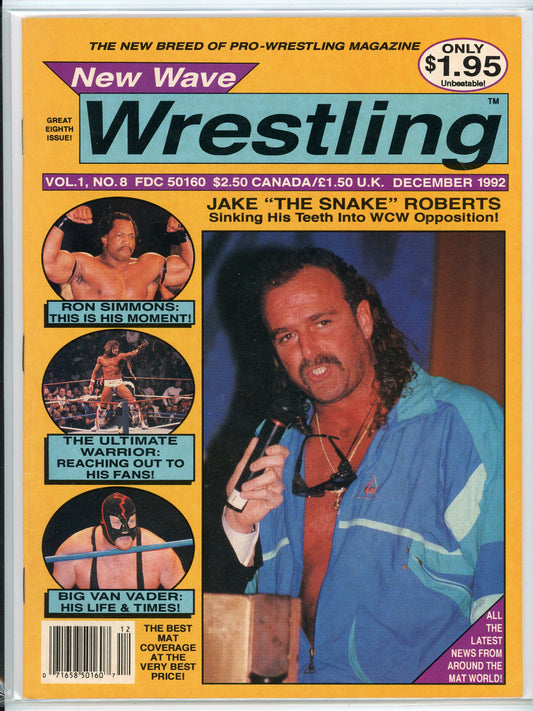 New Wave Wrestling Vintage Magazine (December, 1992) Jake "The Snake" Roberts