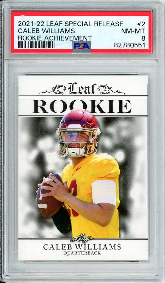 2021/22 Leaf Special Release Caleb Williams Graded Rookie Card #2 PSA 8